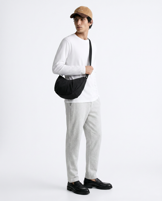 T-shirt slim fit a coste girocollo - Bianco