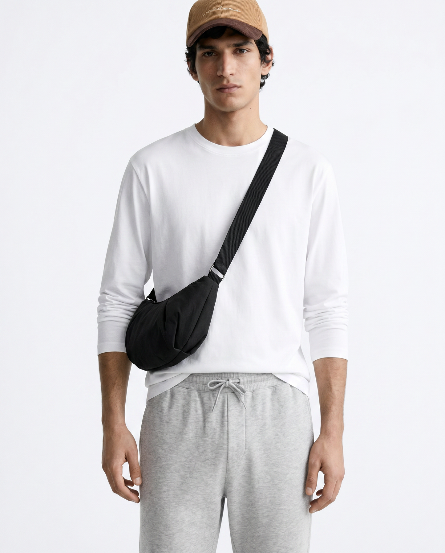 T-shirt slim fit a coste girocollo - Bianco