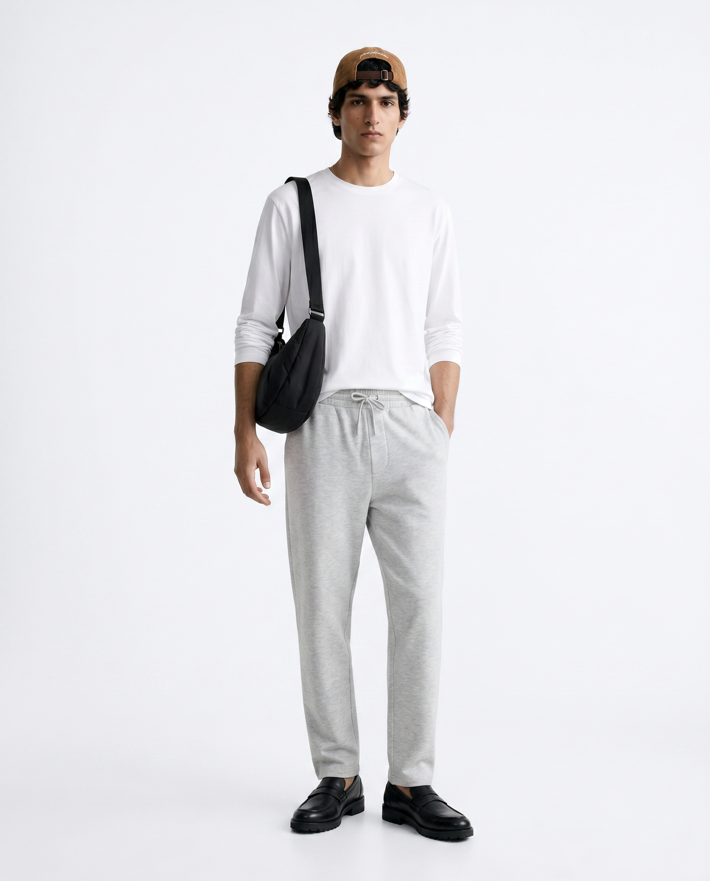 T-shirt slim fit a coste girocollo - Bianco