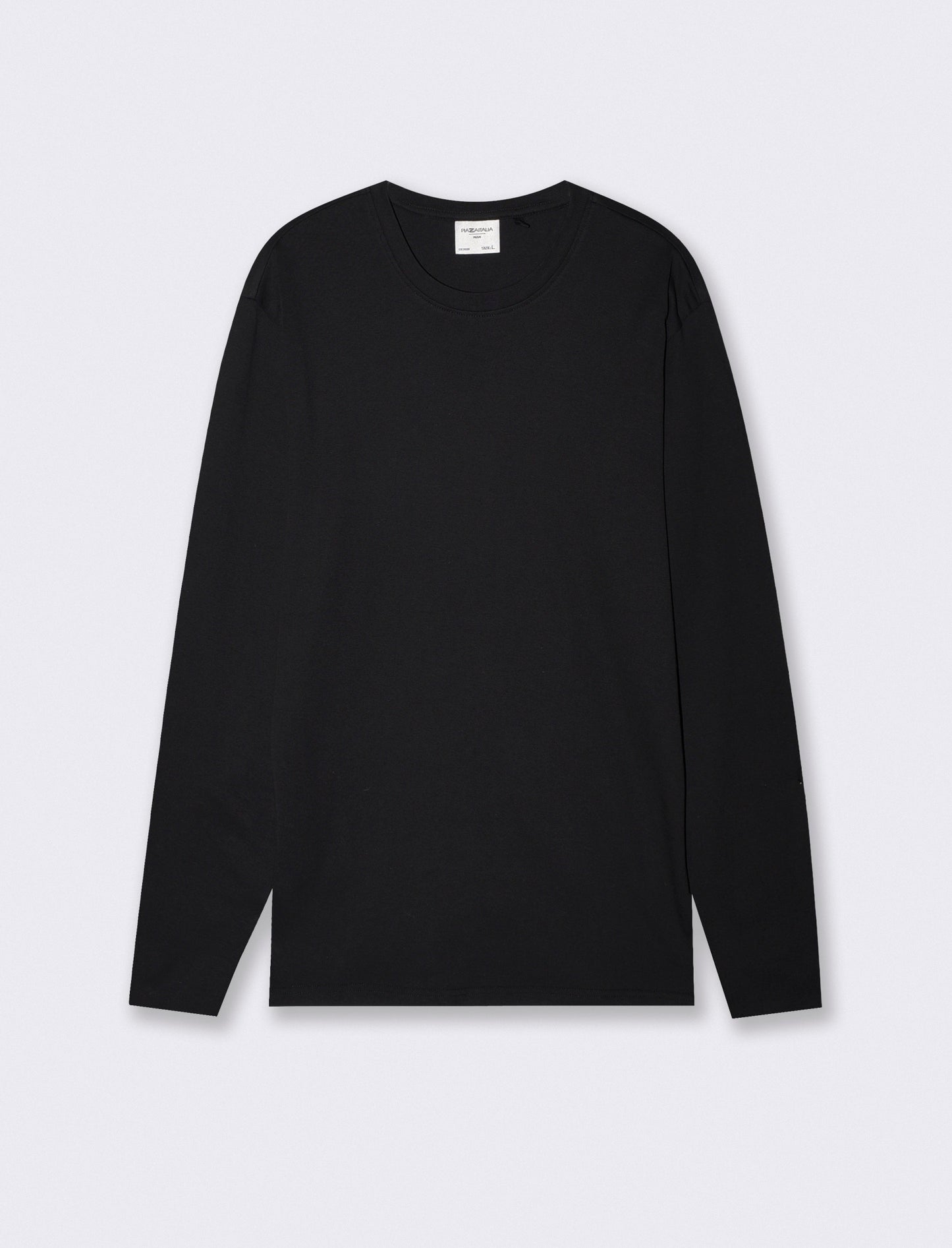 T-shirt slim fit a coste girocollo - Nero