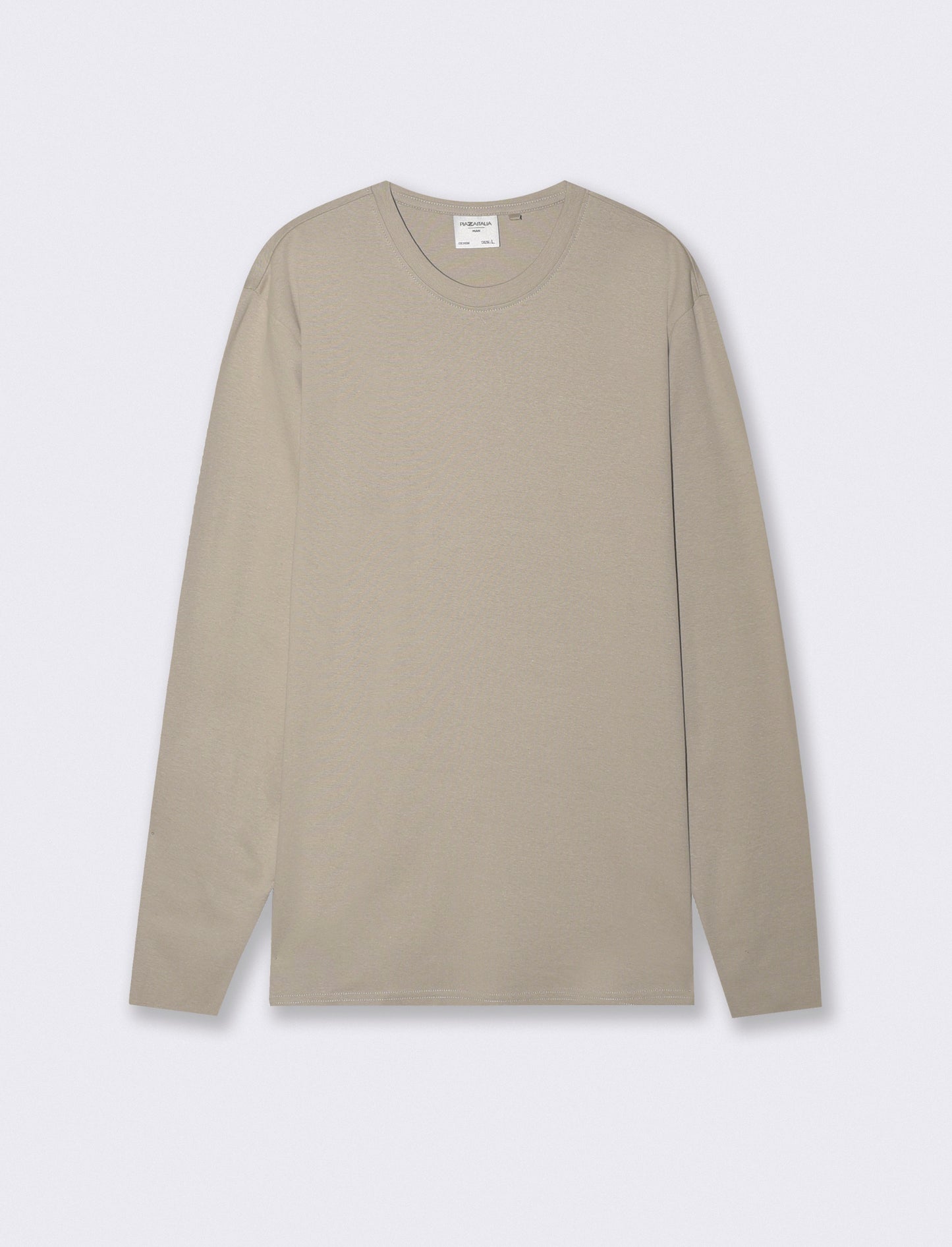 T-shirt slim fit a coste girocollo - Grigio stone