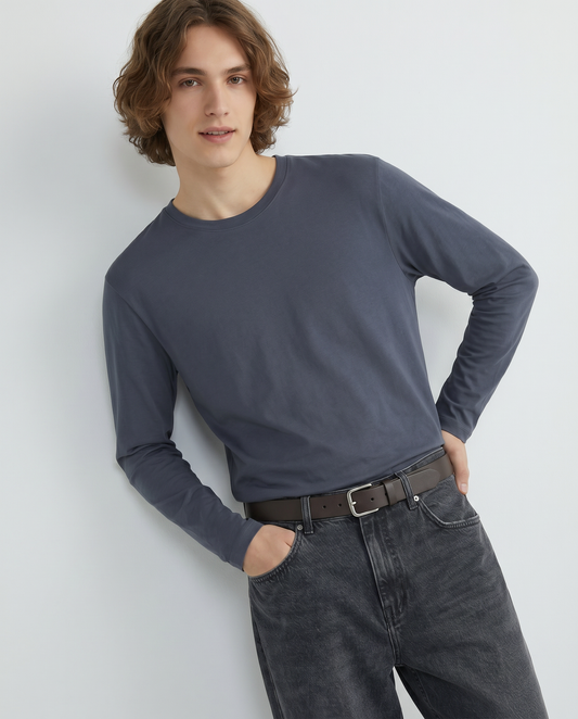 T-shirt slim fit a coste girocollo - Avion