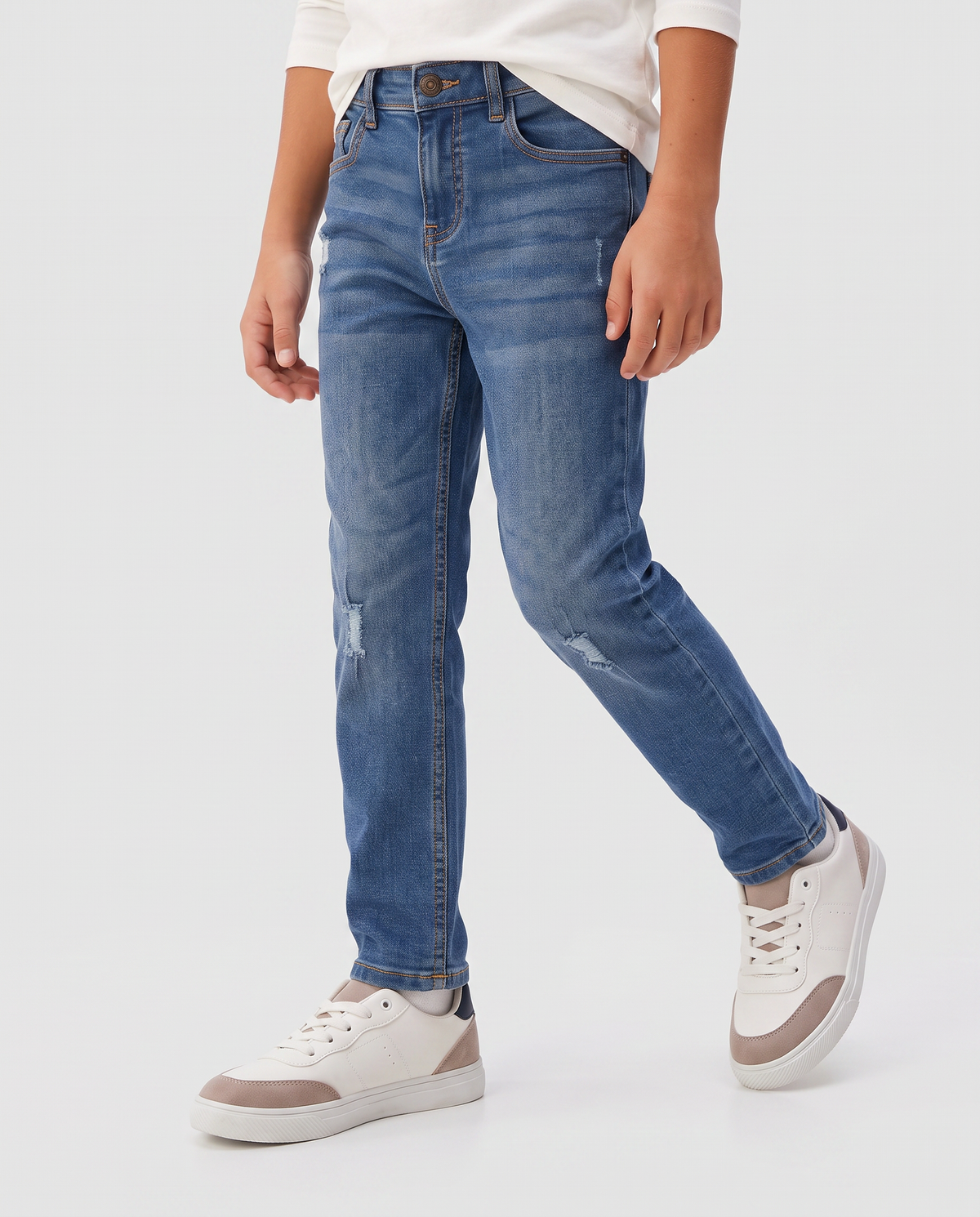 Jeans 5 pockets with rips and patches - Blue