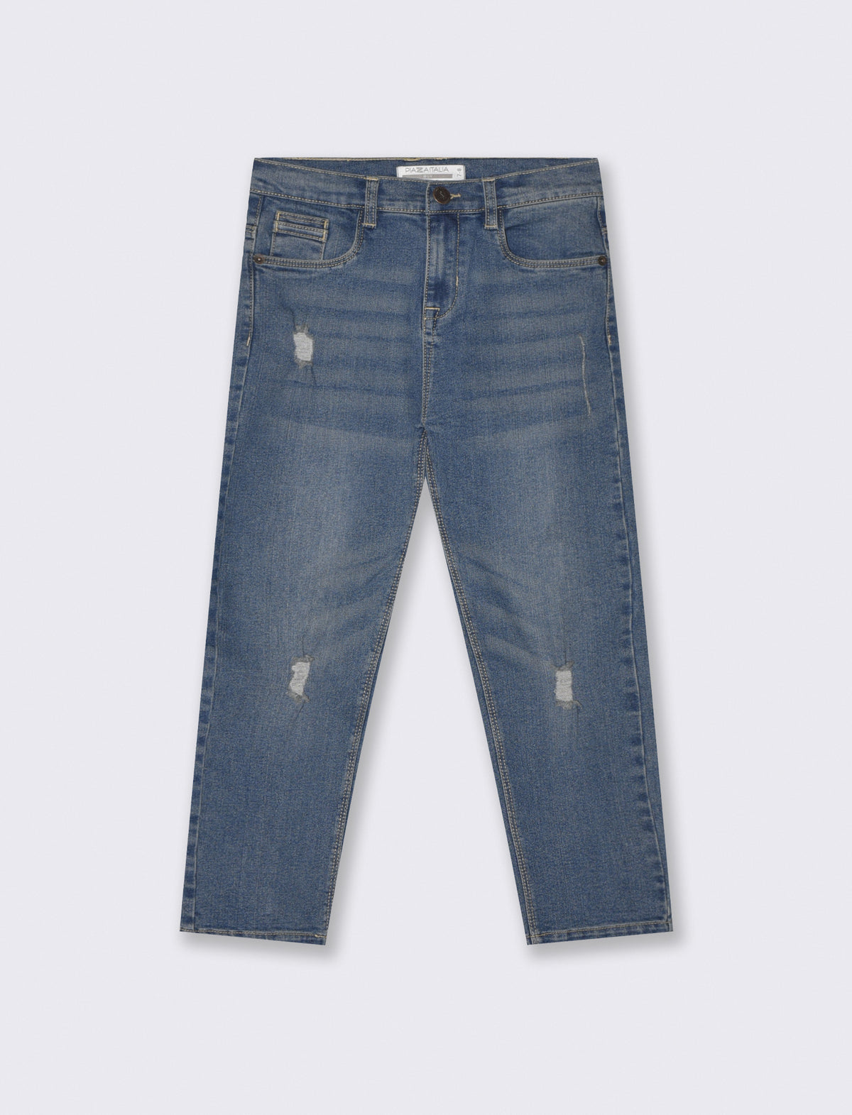 Jeans 5 pockets with rips and patches - Blue