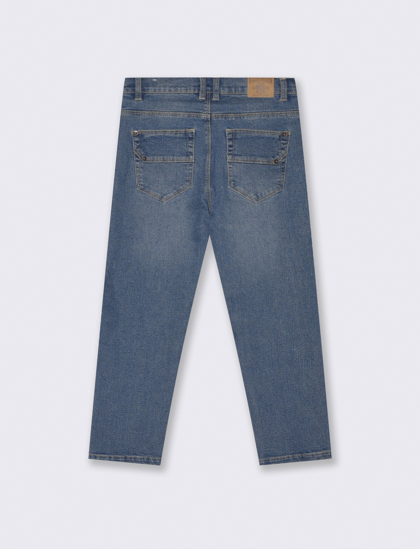 Jeans 5 tasche con rotture e patch - Denim