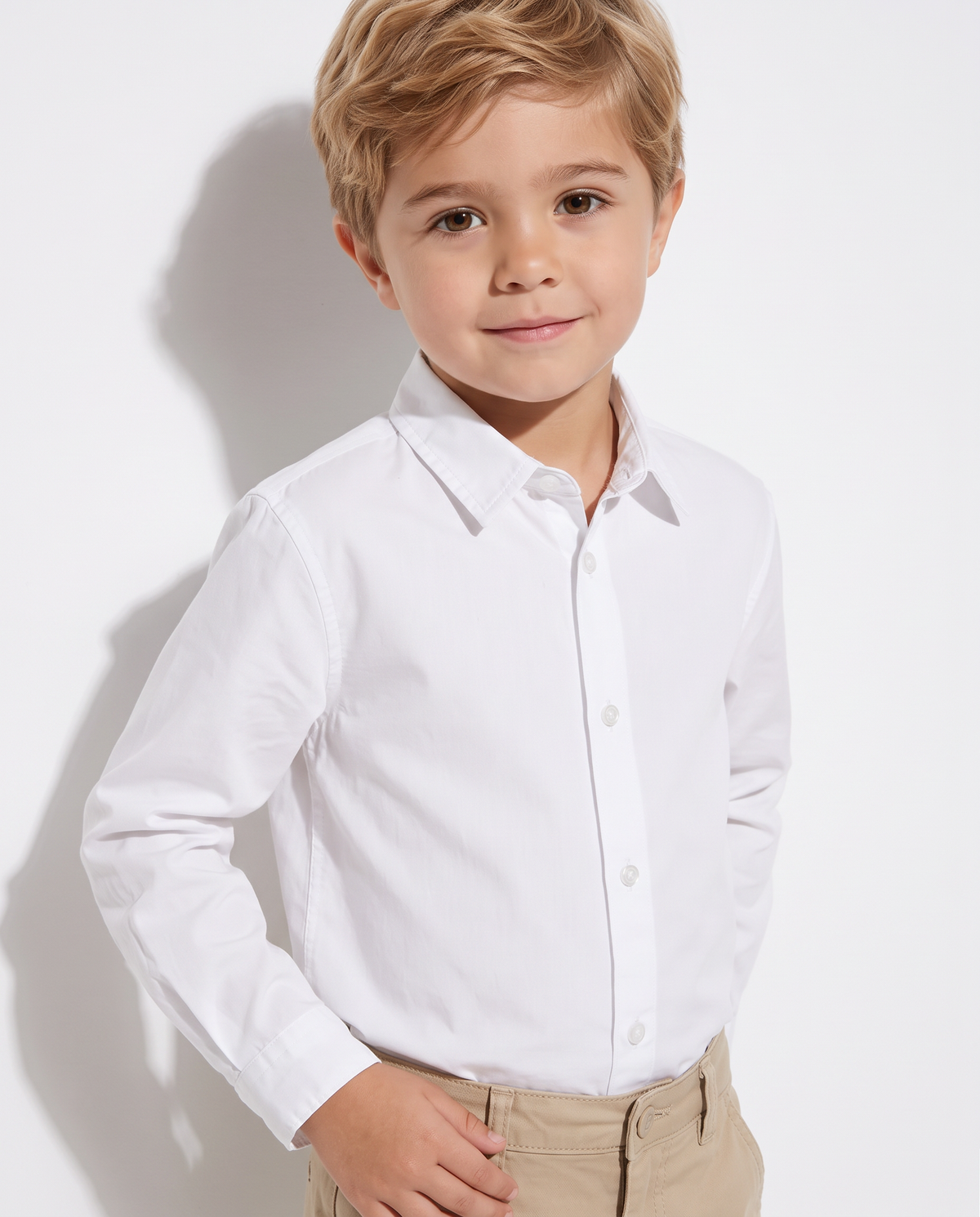 Long Sleeve Cotton Poplin Shirt - White
