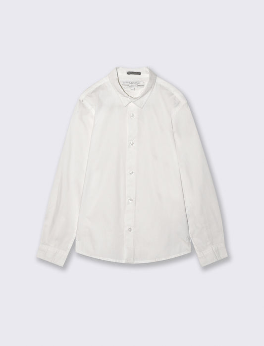 Long Sleeve Cotton Poplin Shirt - White