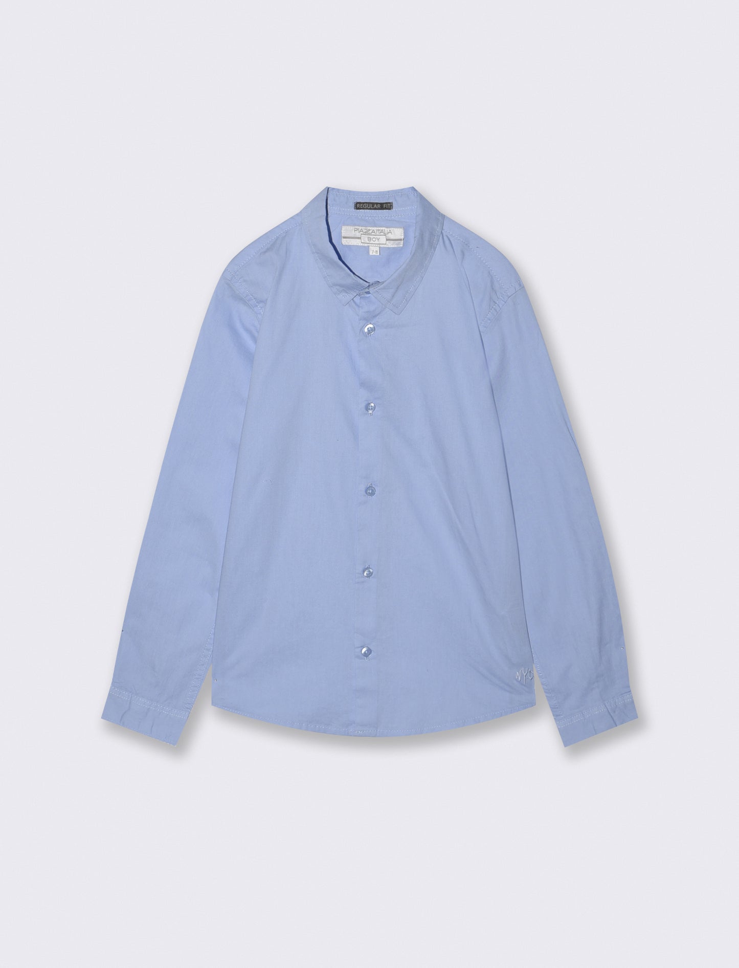 Camicia maniche lunghe in popeline di cotone - Azzurro