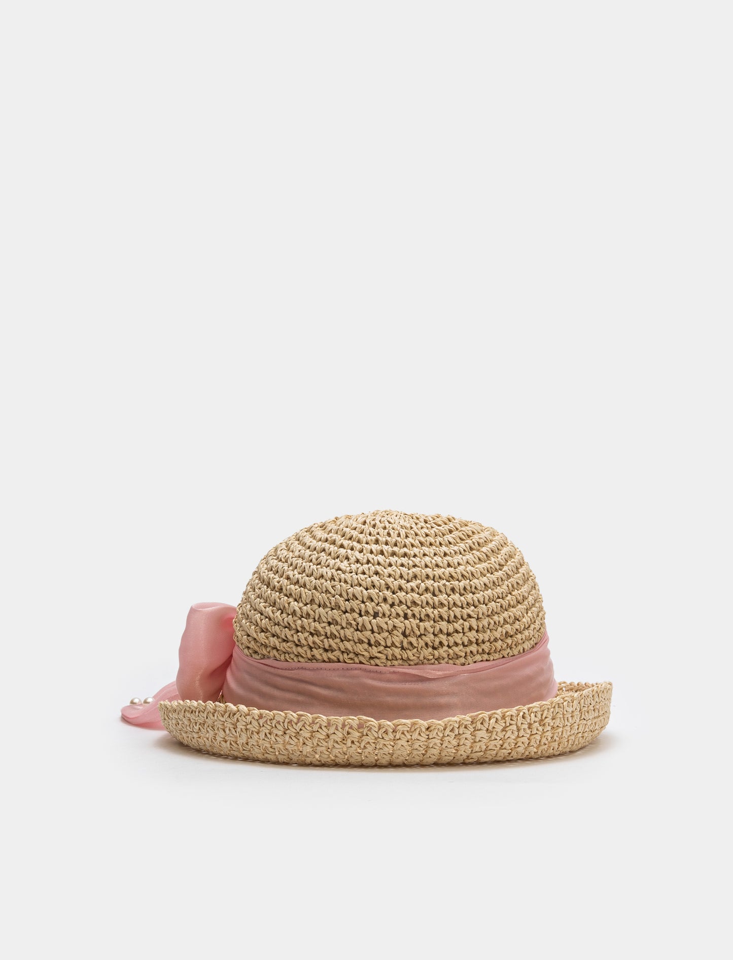 Girl's Lace Bow Sun Hat - Pink