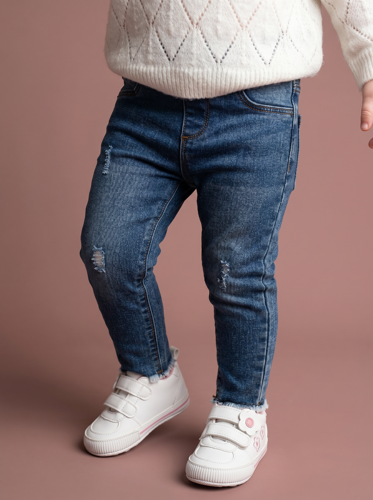Slim jeans with elastic and faux pockets - Blue