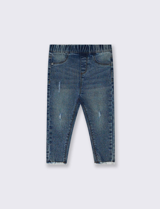 Jeans slim con elastico e tasche finte - Denim