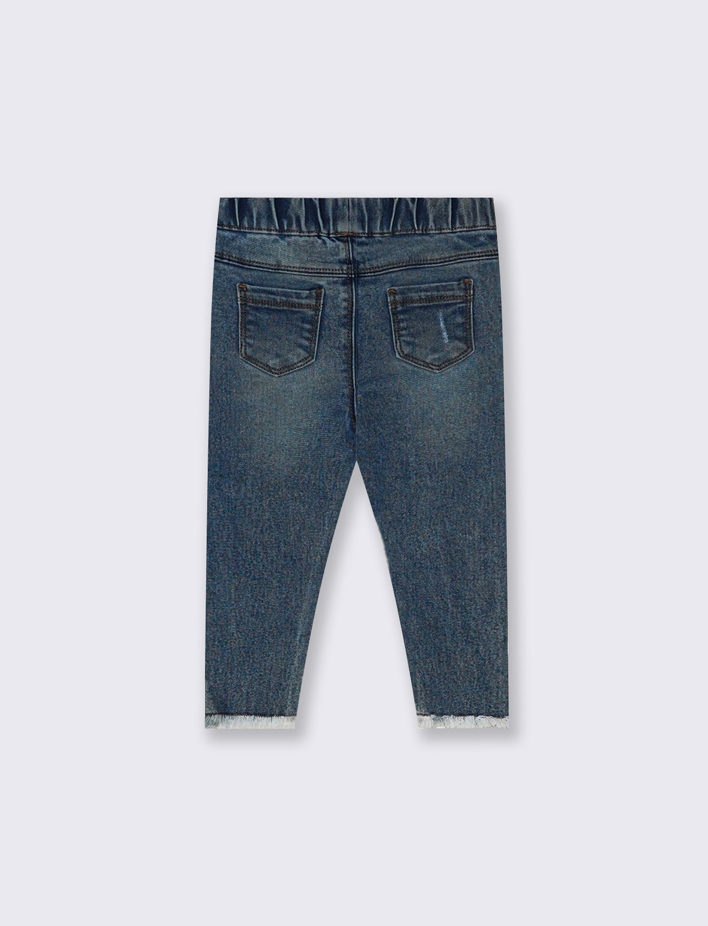 Slim jeans with elastic and faux pockets - Blue