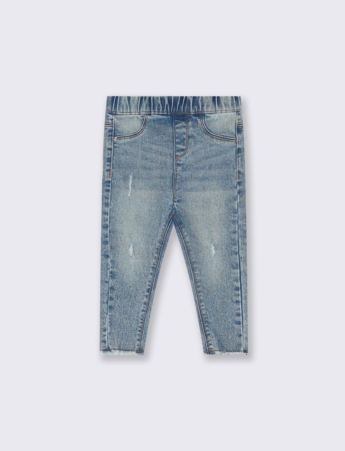 Slim jeans with elastic and faux pockets - Blue