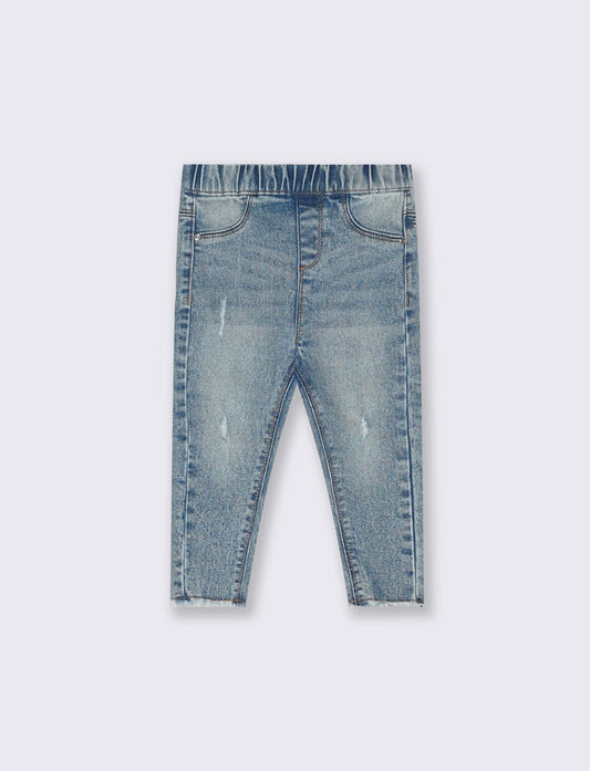 Jeans slim con elastico e tasche finte - Denim chiaro