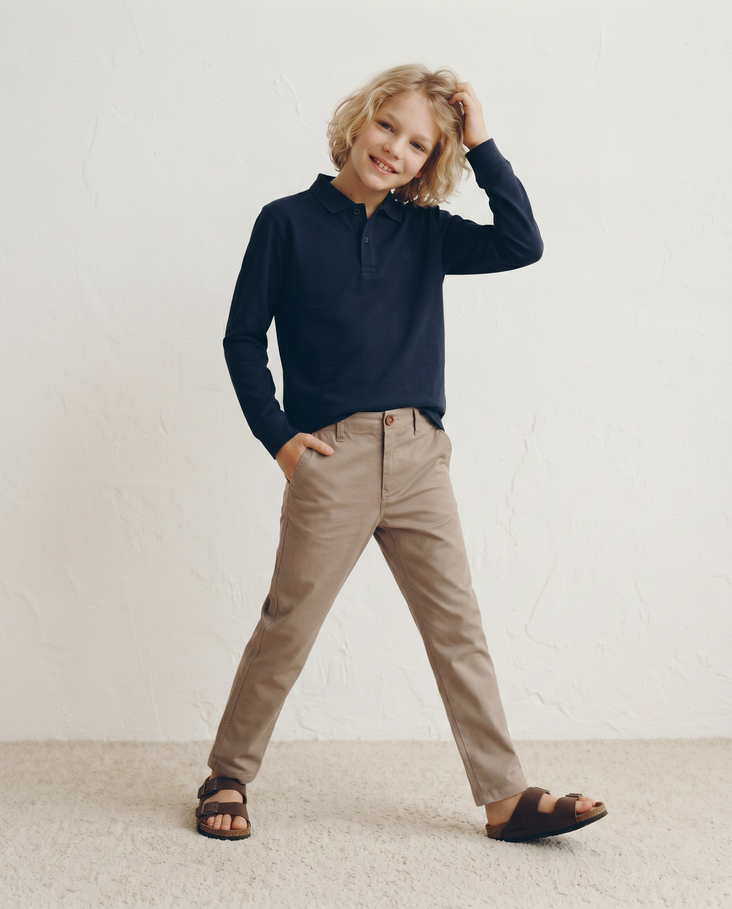 Pantaloni in misto cotone con tasche - Beige