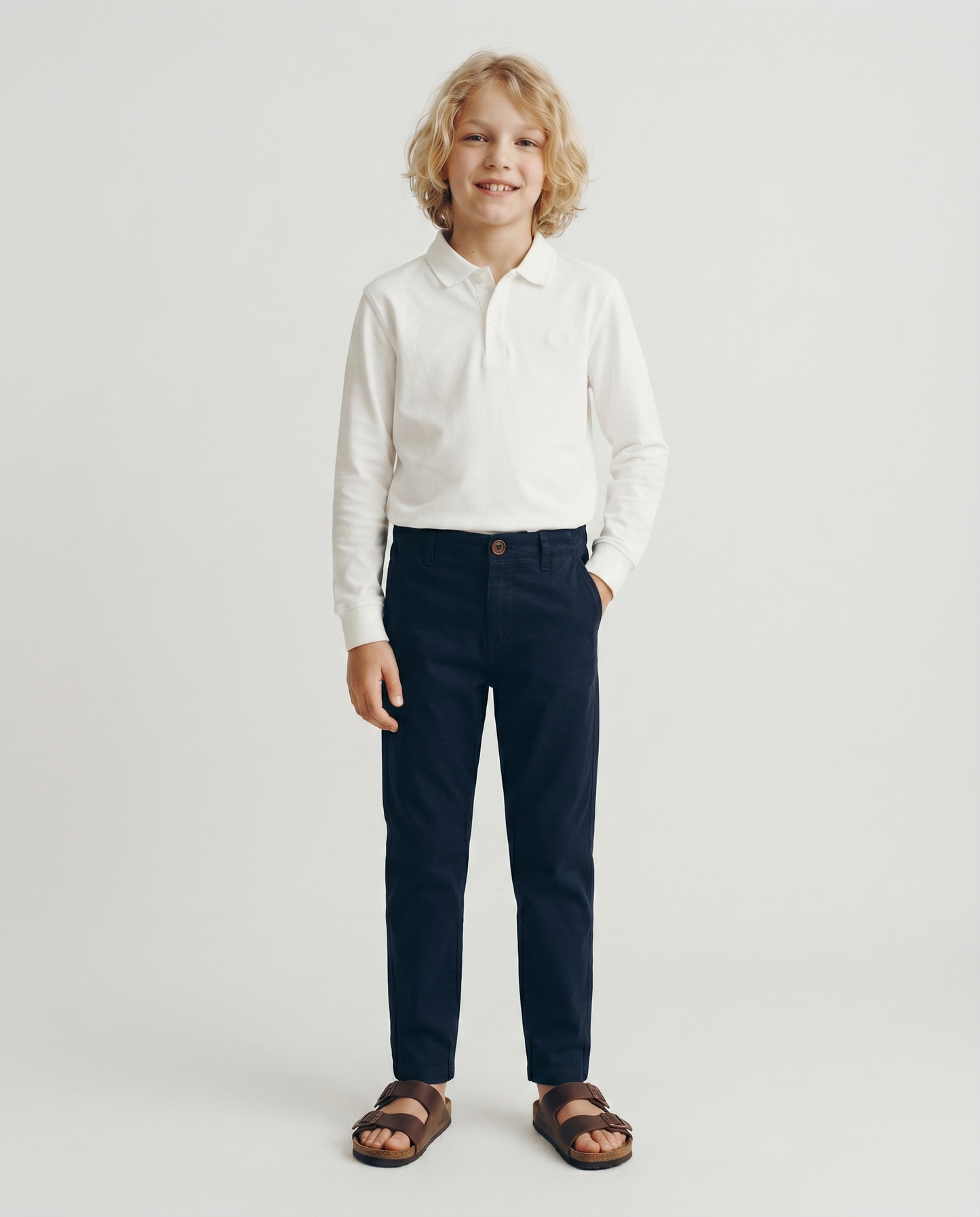 Cotton blend pants with pockets - Blue