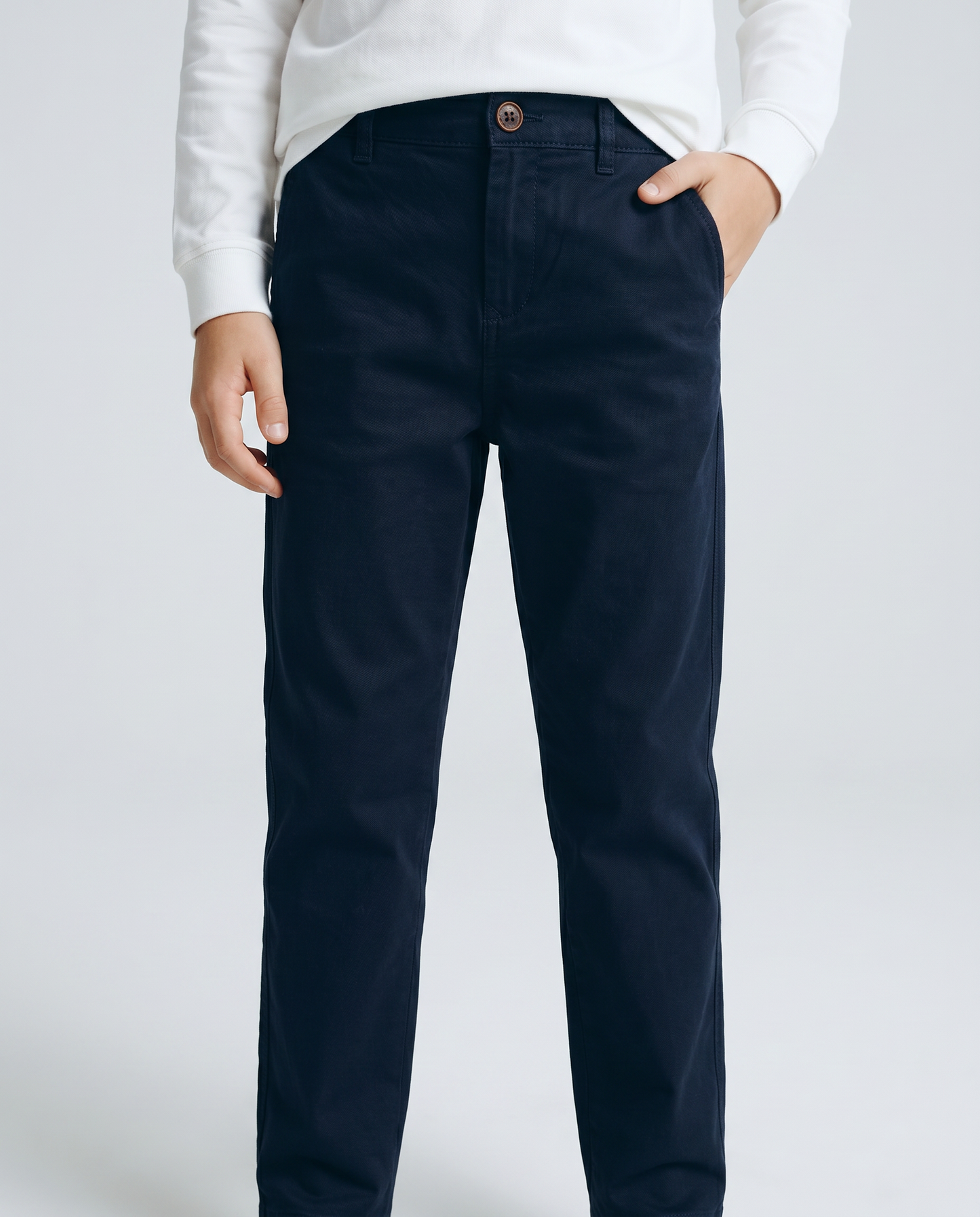 Cotton blend pants with pockets - Blue