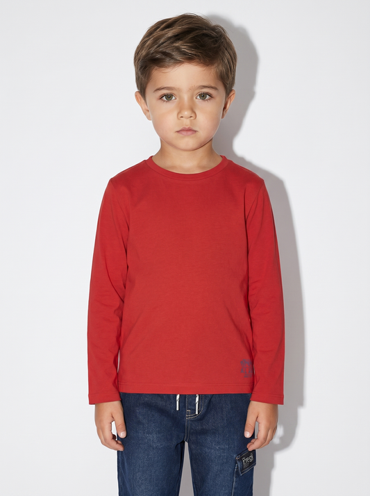 Maglietta manica lunga in stile college - Rosso