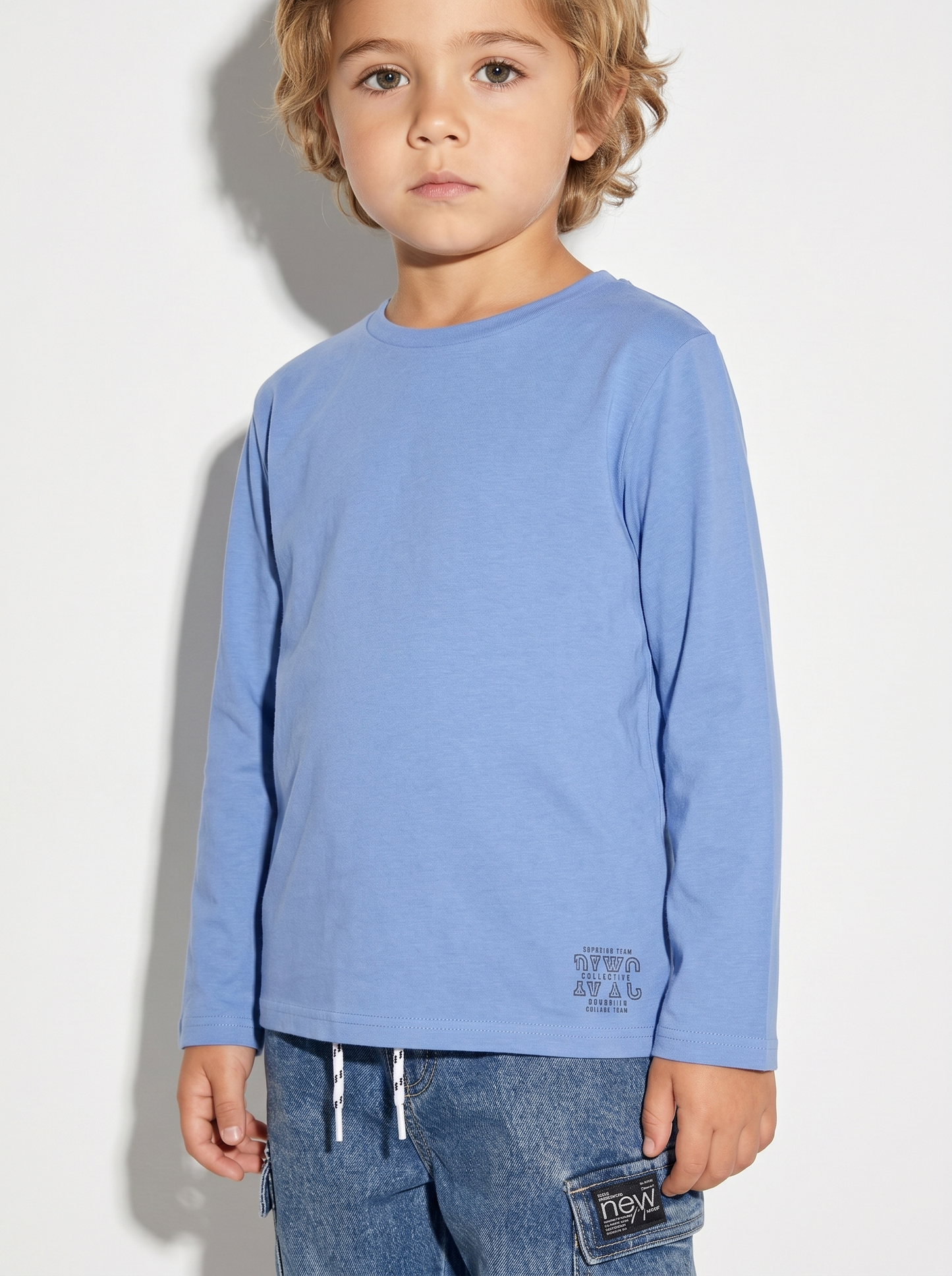 College style long sleeve t-shirt - Sky blue