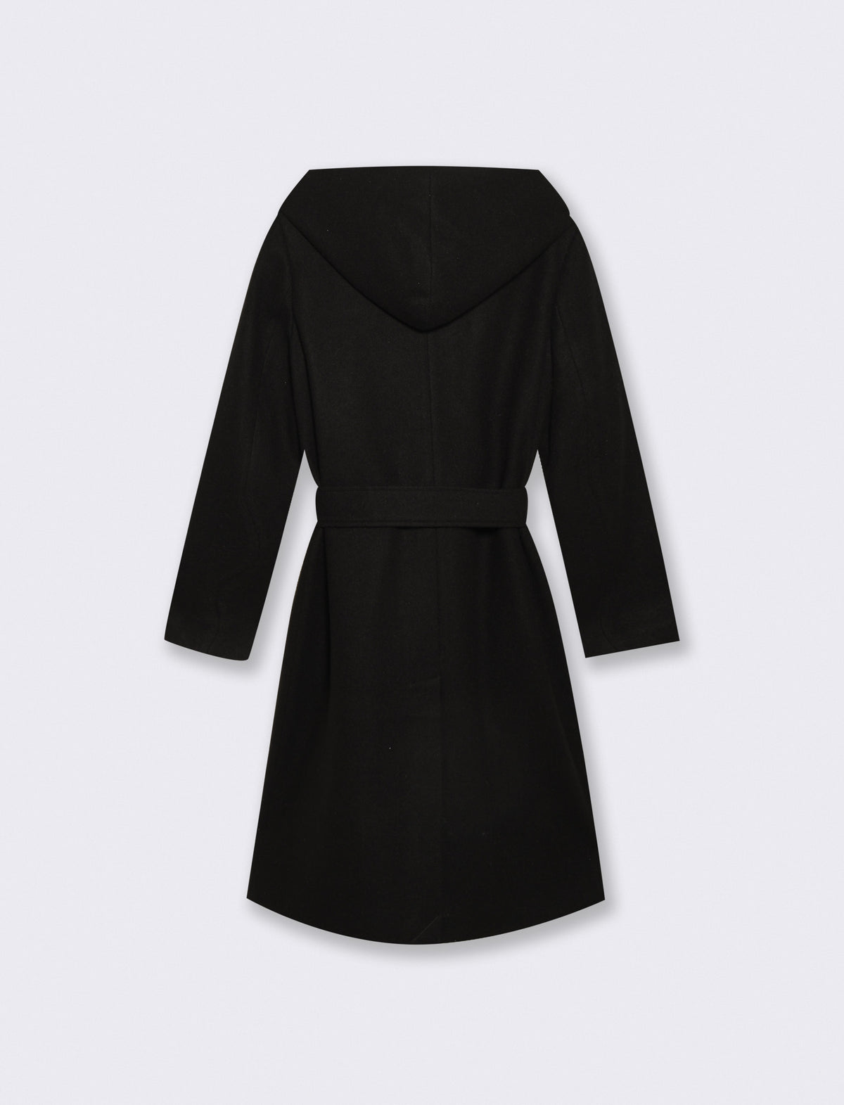 Basic coat with hood and belt - Black