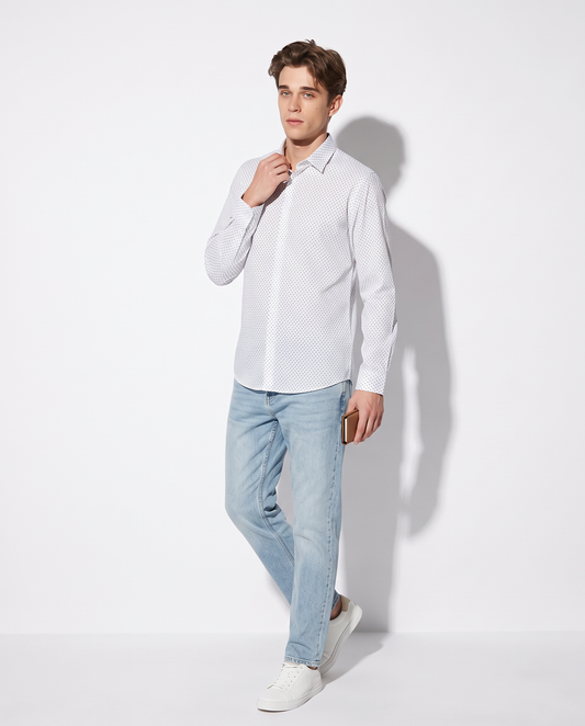Elegant regular fit micro-pattern shirt - Grey