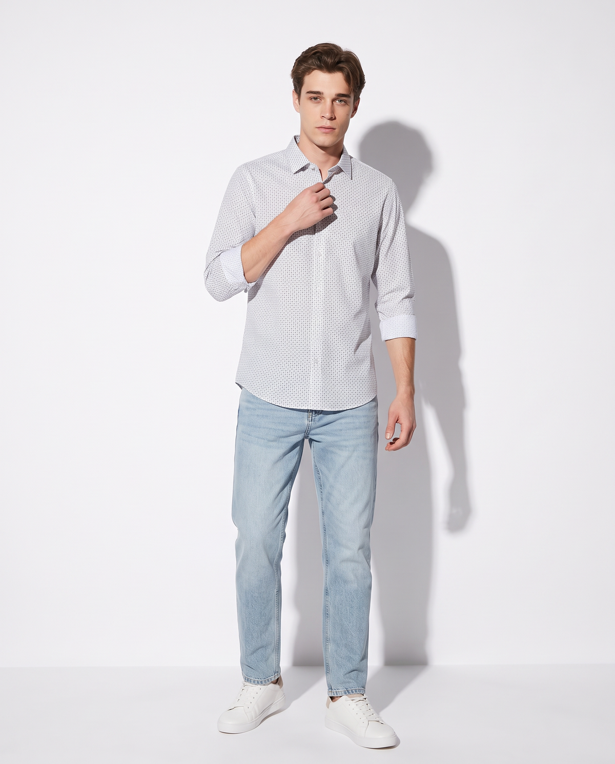 Camicia micro fantasia regular fit elegante - Bianco