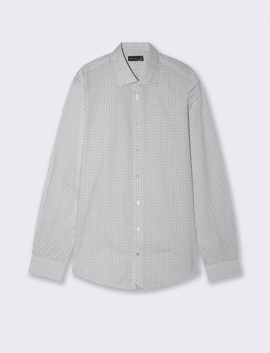 Camicia micro fantasia regular fit elegante - Bianco
