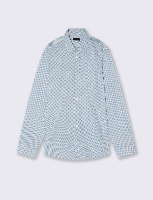 Camicia micro fantasia regular fit elegante - Azzurro