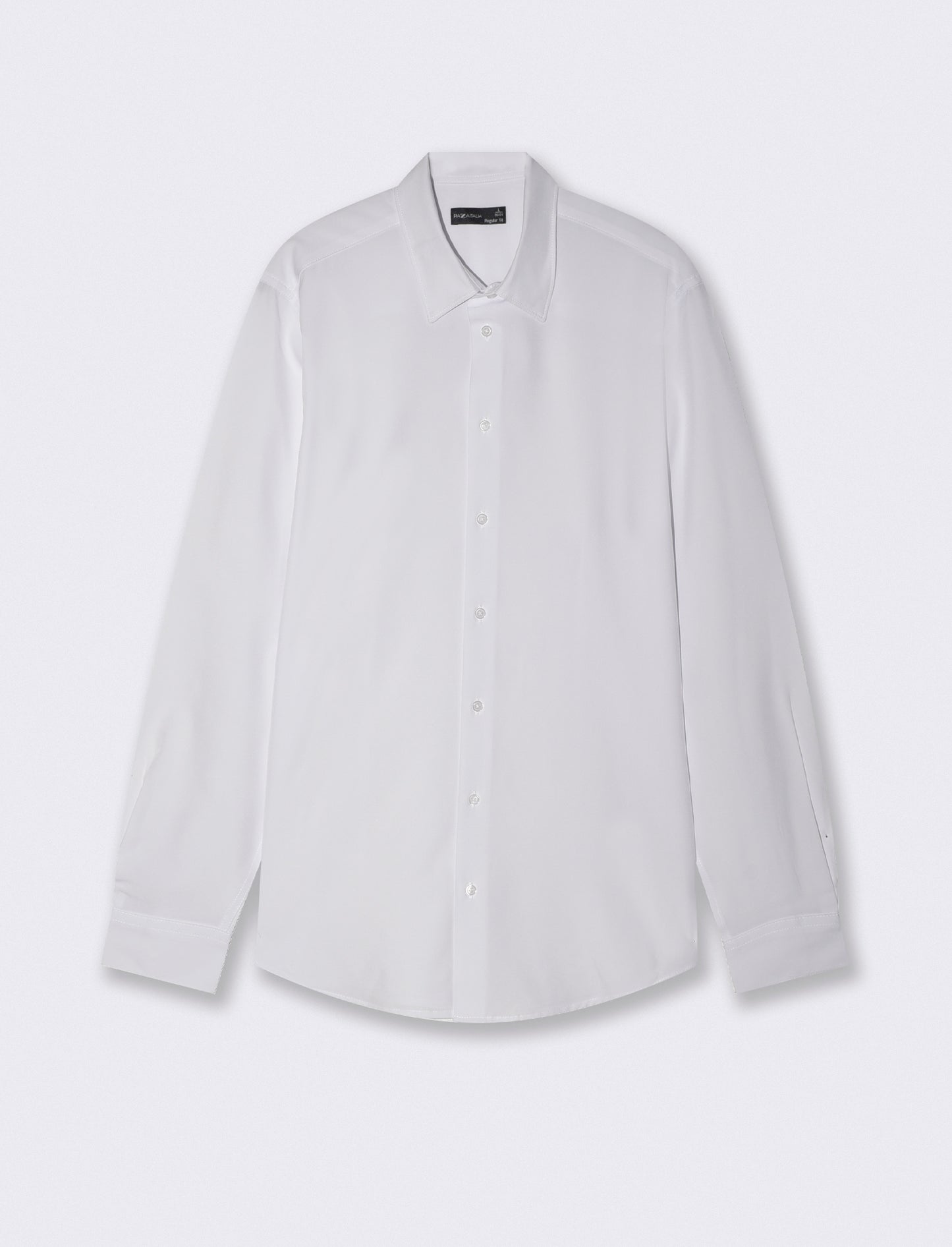 Camicia Regular Fit in Tessuto Tecnico - Bianco