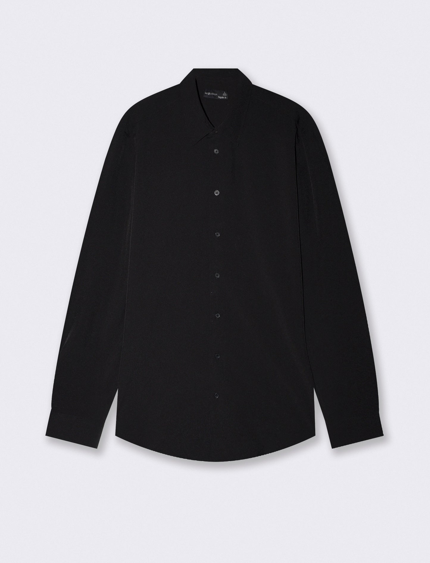 Camicia Regular Fit in Tessuto Tecnico - Nero