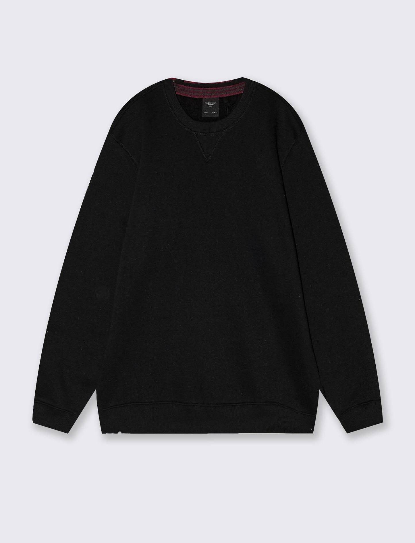 Felpa basic girocollo in misto cotone - Nero