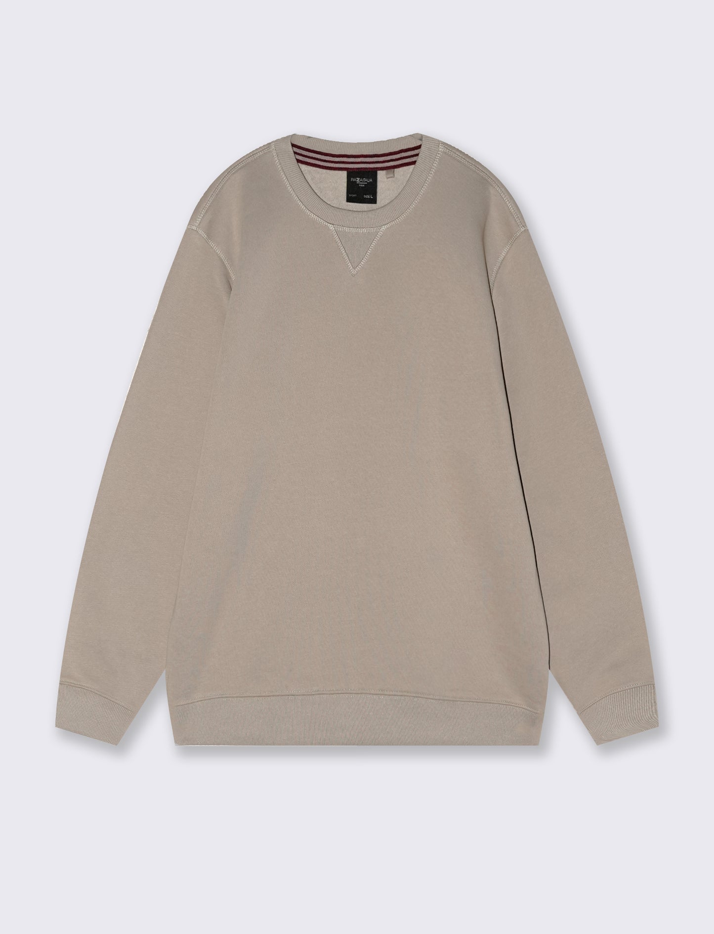 Basic crew neck sweatshirt in cotton blend - Beige