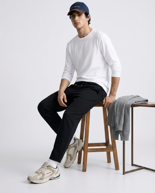 Pantaloni in felpa con vita jogger - Nero