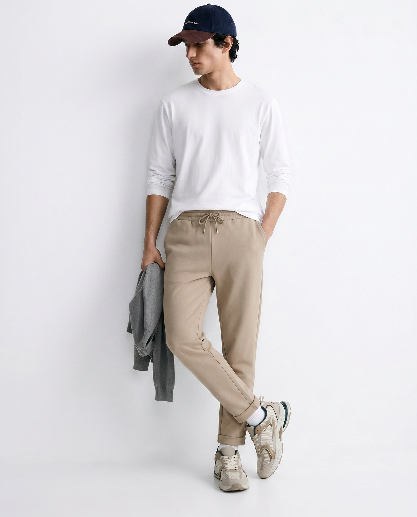 Pantaloni in felpa con vita jogger - Beige