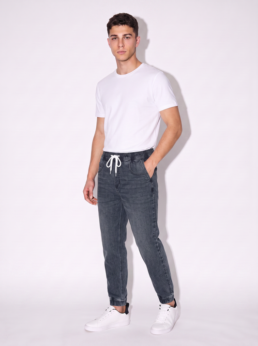 Jeans jogger con vita elasticizzata - Denim