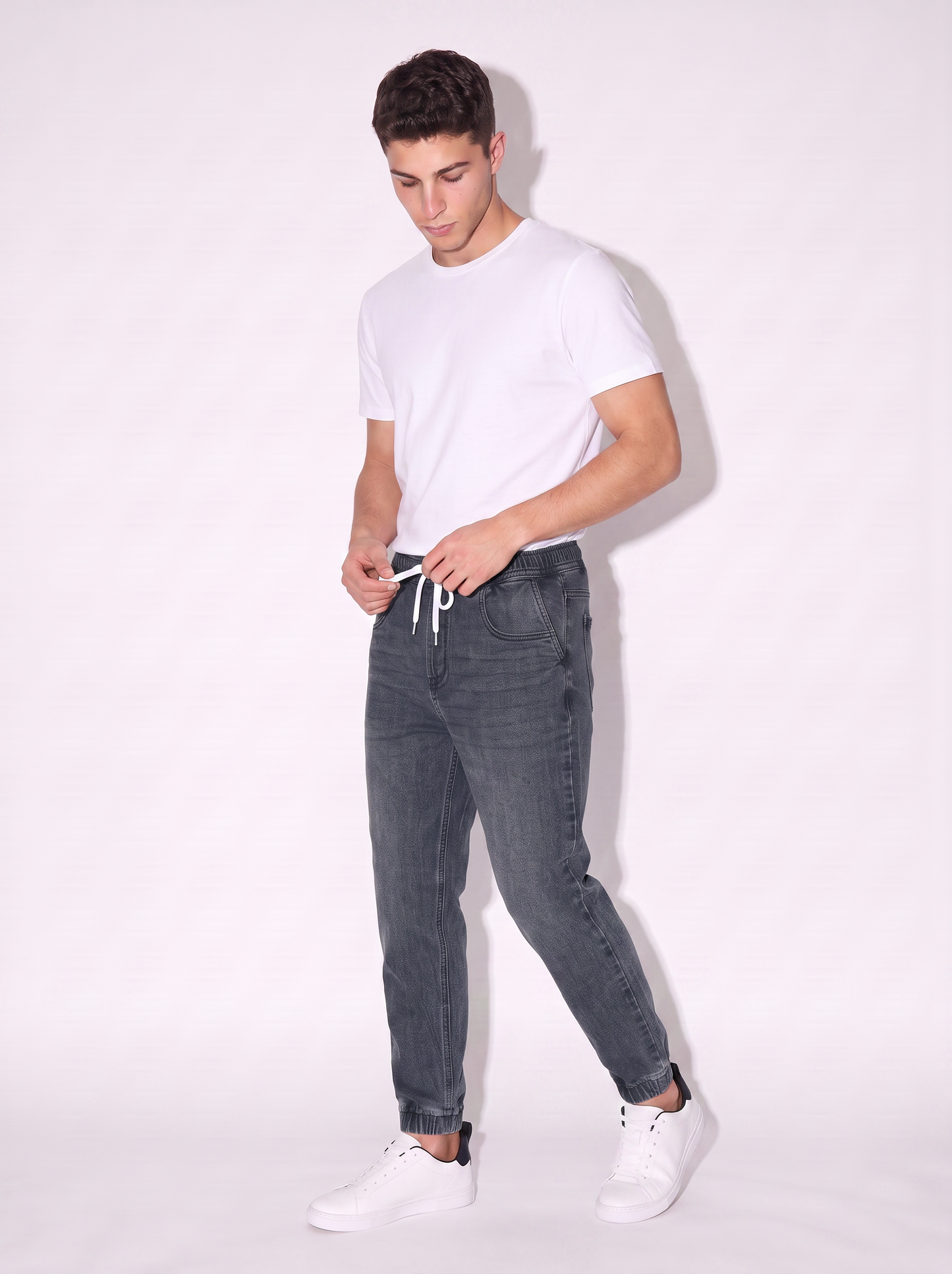 Jeans jogger con vita elasticizzata - Denim