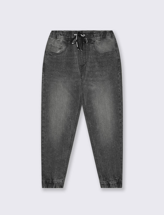Jeans jogger con vita elasticizzata - Nero