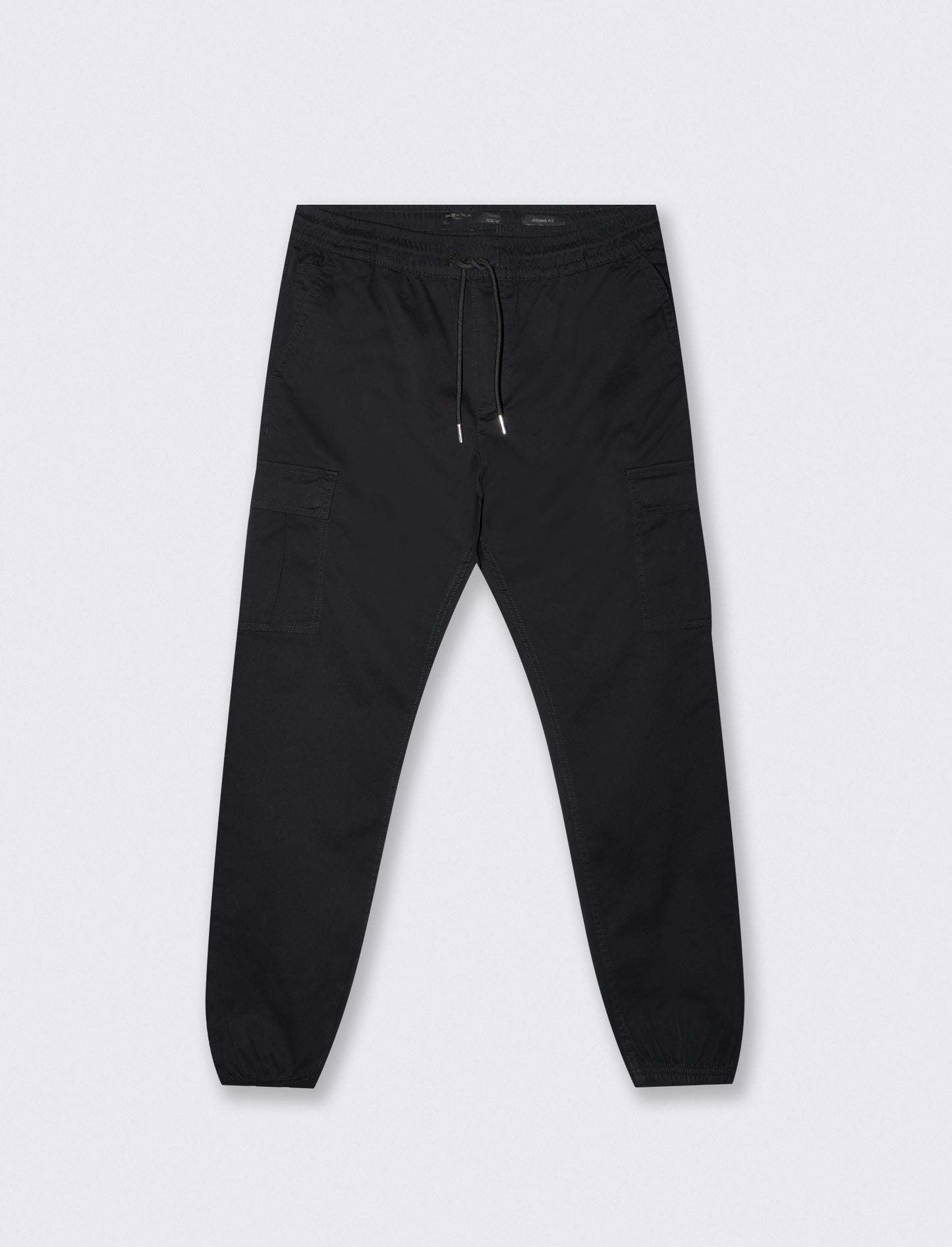 Pantaloni Cargo Fit in Cotone Elasticizzato - Nero