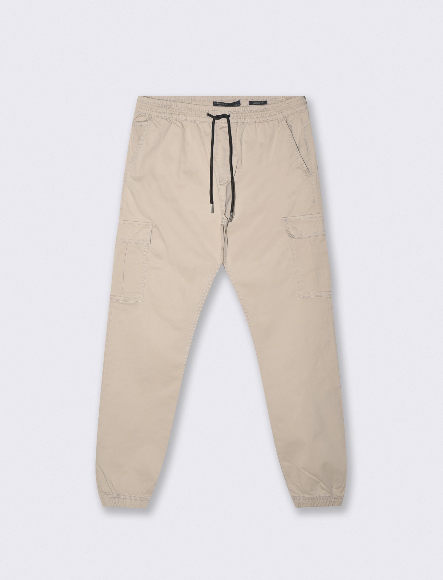 Cargo Fit Stretch Cotton Pants - Beige