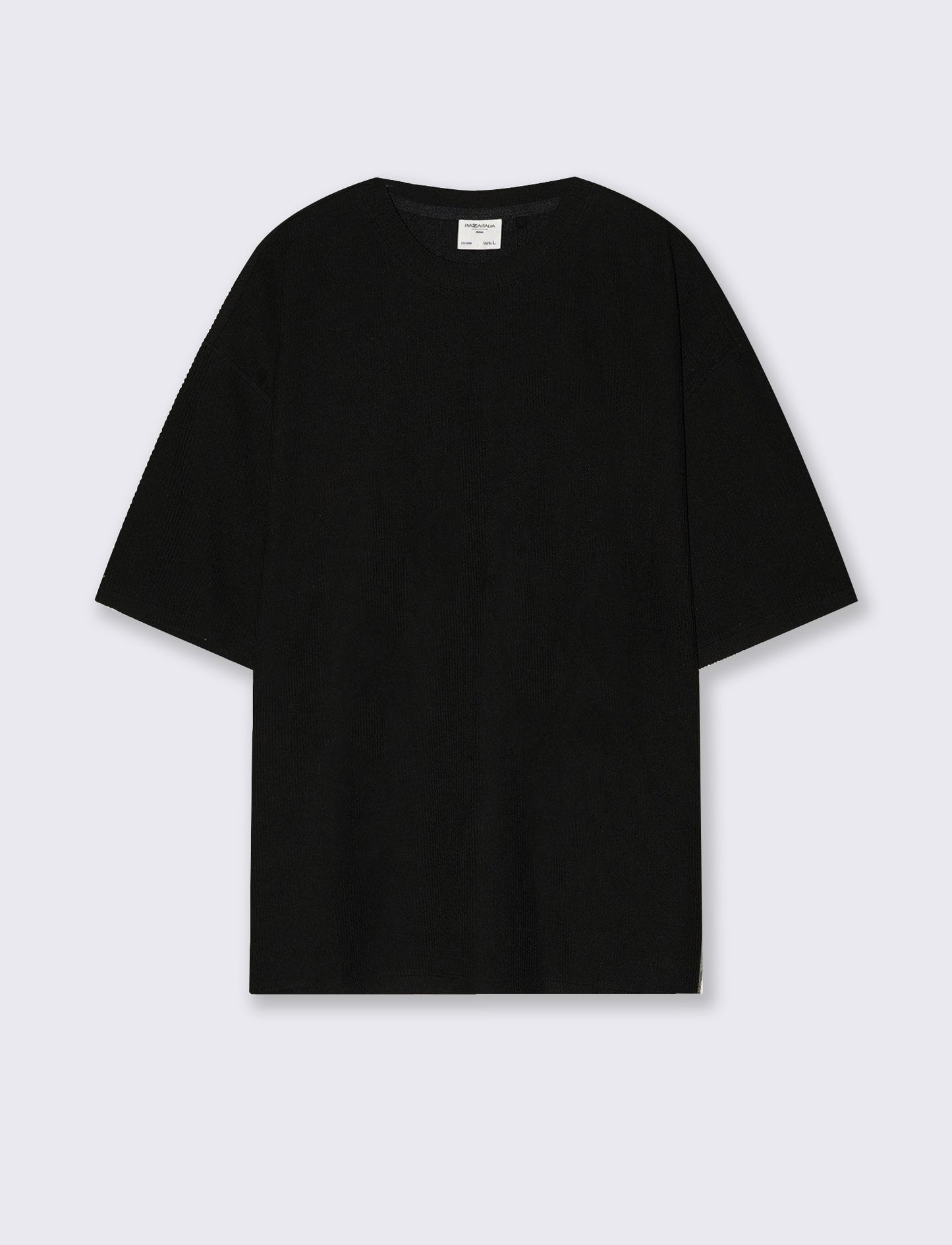 T-shirt Boxy Fit Effetto Maglia Coerente - Nero