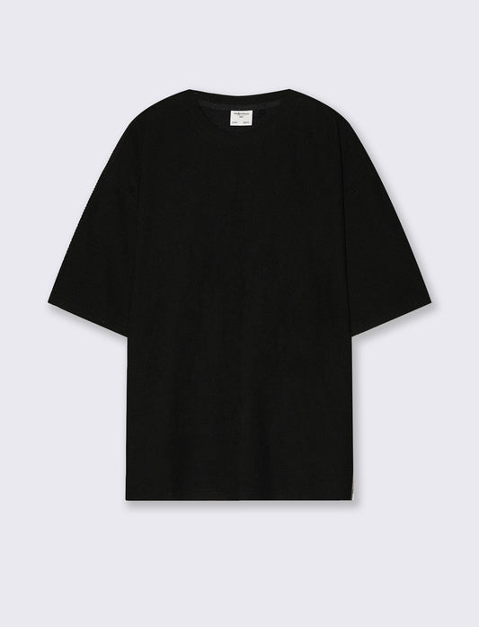 T-shirt Boxy Fit Effetto Maglia Coerente - Nero