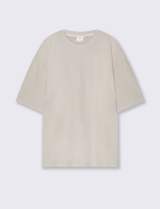 T-shirt Boxy Fit Effetto Maglia Coerente - Beige