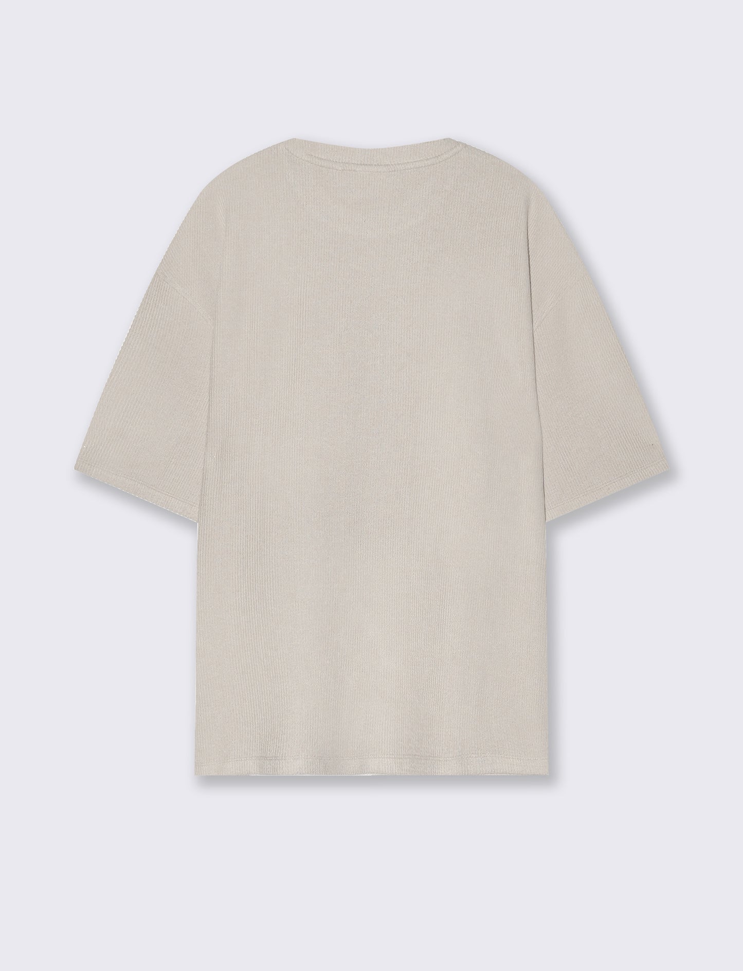 Boxy Fit T-Shirt with Knit Effect - Beige
