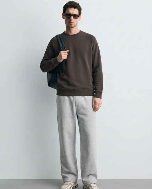 Felpa Jacquard Girocollo Regular Fit - Moro