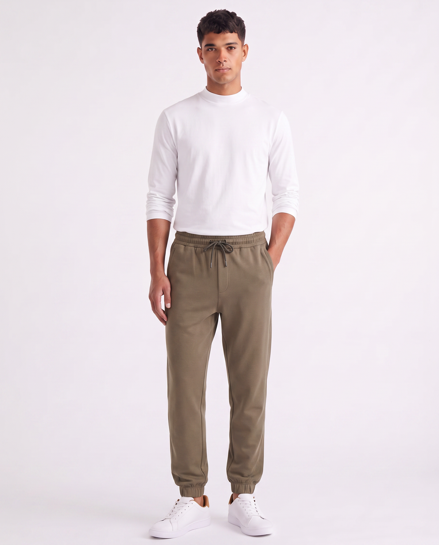 Pantaloni Jogger Premium in Interlock - Verde kaki