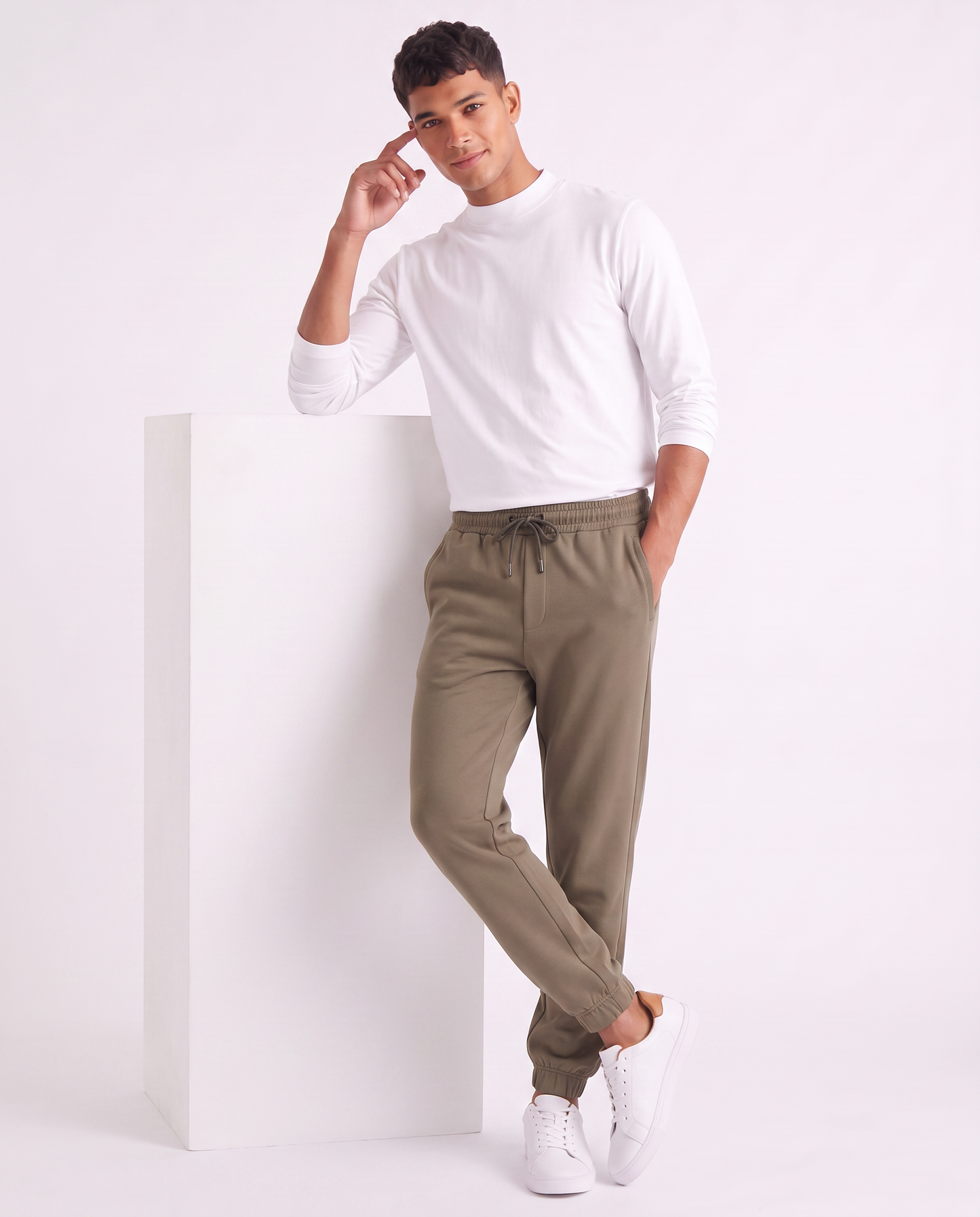 Pantaloni Jogger Premium in Interlock - Verde kaki