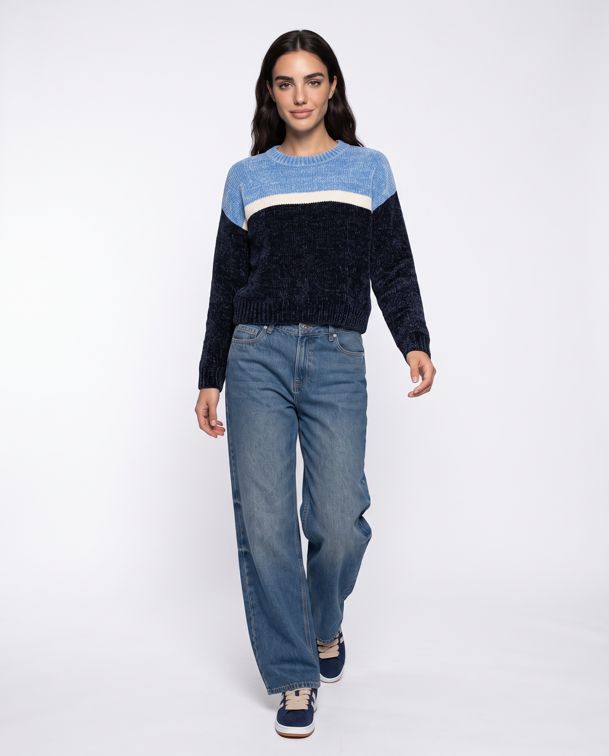 Long sleeve elegant crew neck sweater - 
