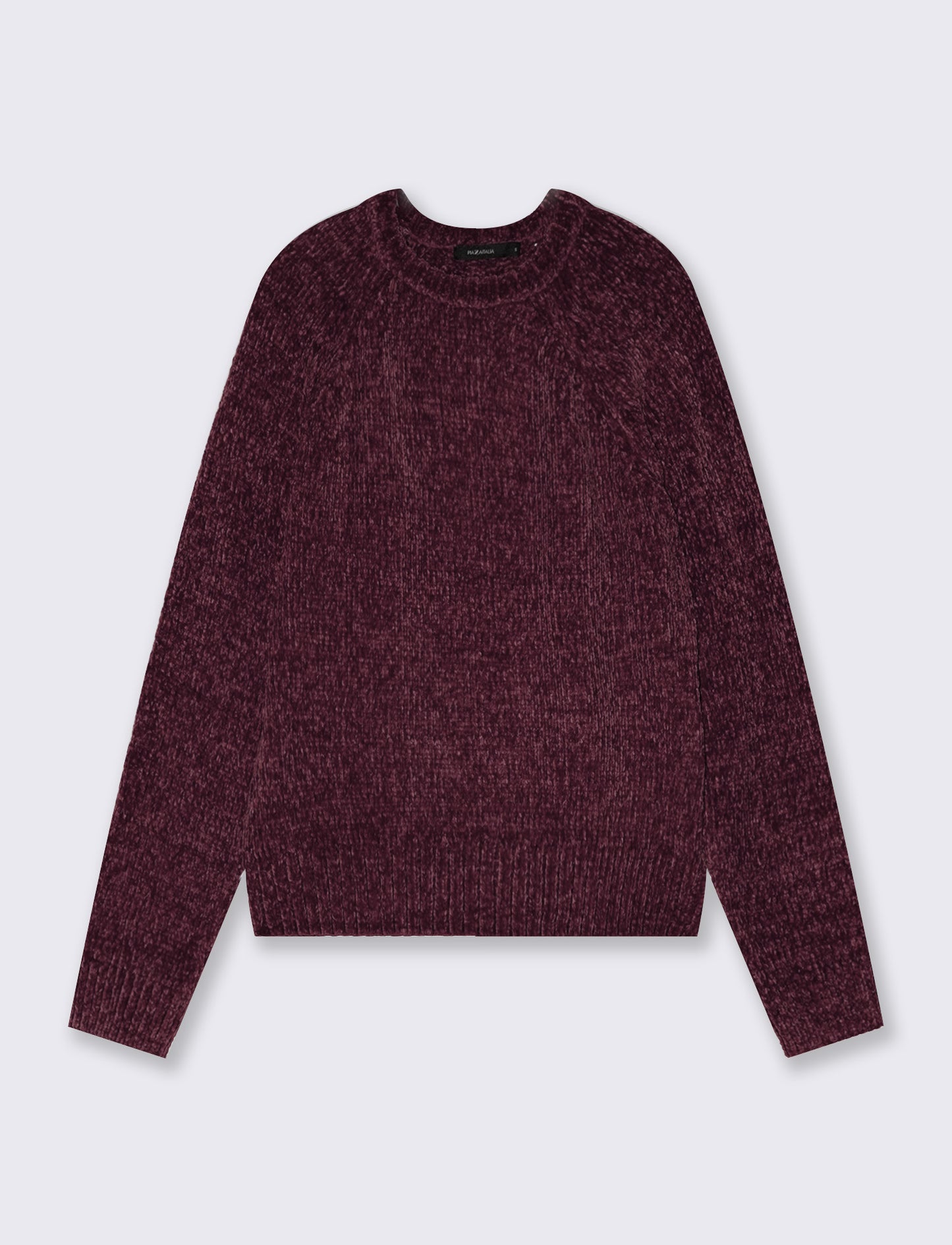 Pullover girocollo in ciniglia basic - Rosso rubino