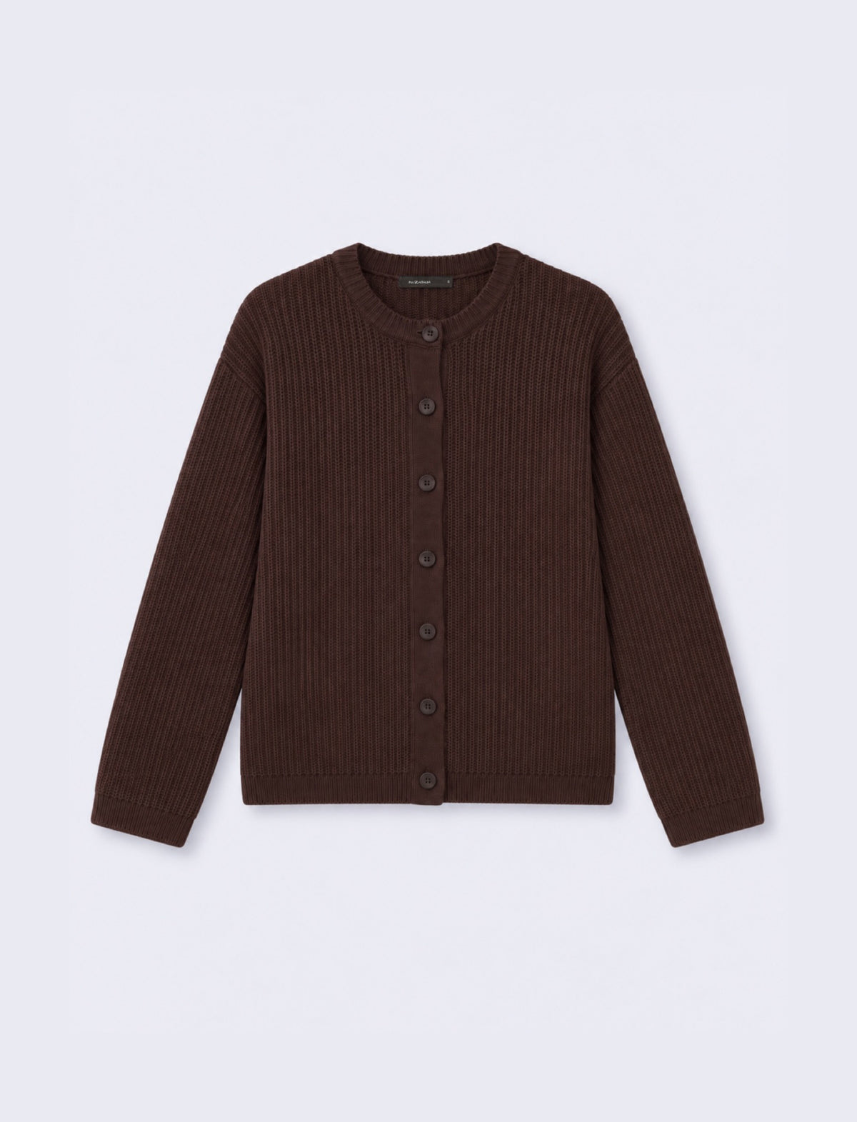 Cardigan con scollo rotondo elegante - Marrone cioccolato