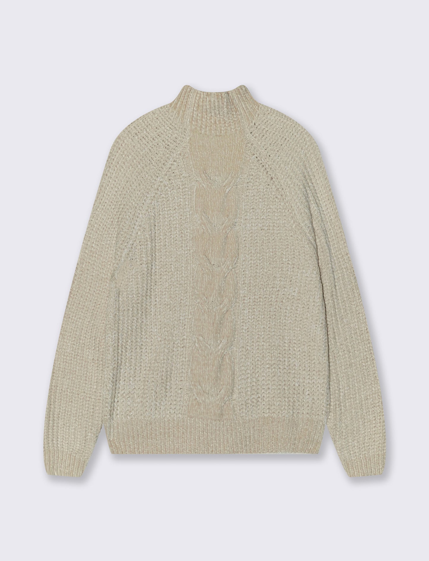 Turtleneck sweater with central braid - Beige